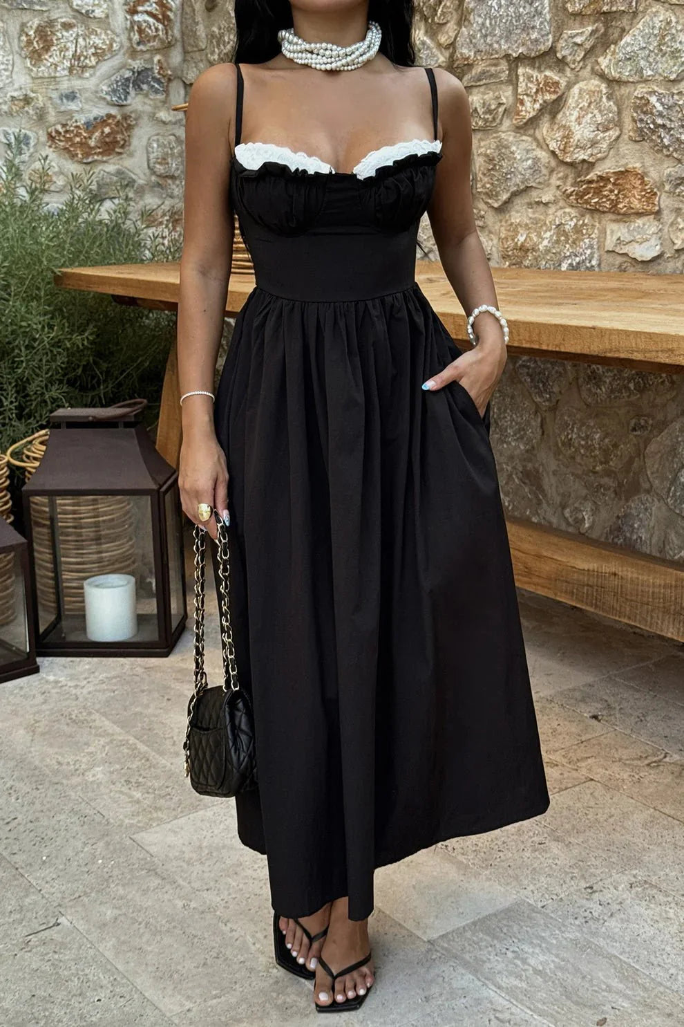 Alera | Pleated Spaghetti Strap Midi Dress