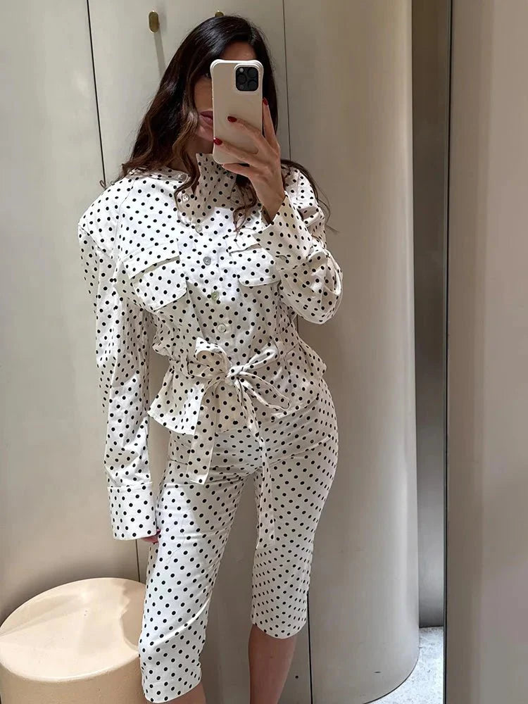 Roselia | Polka Dot Capri Pants Set