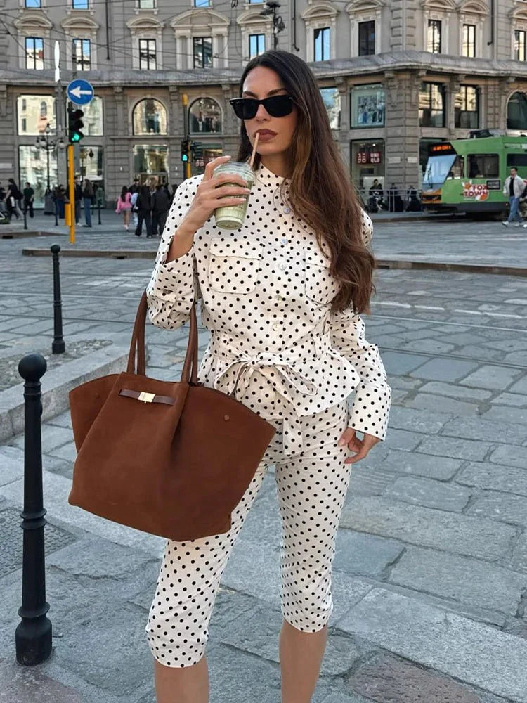 Roselia | Polka Dot Capri Pants Set