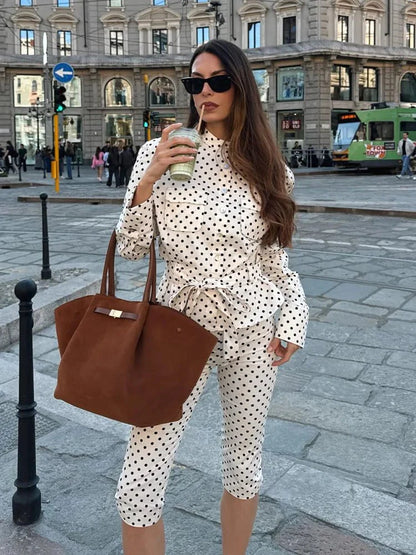 Roselia | Polka Dot Capri Pants Set