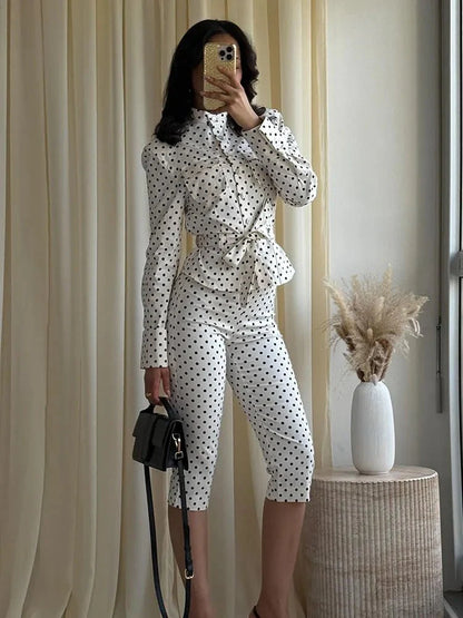 Roselia | Polka Dot Capri Pants Set