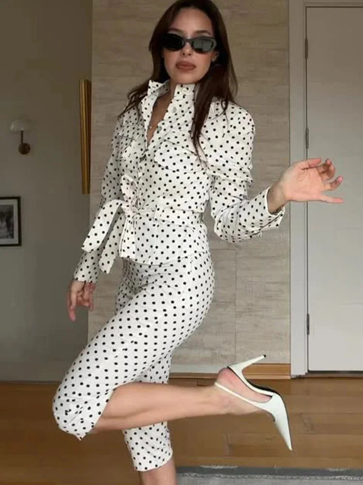 Roselia | Polka Dot Capri Pants Set