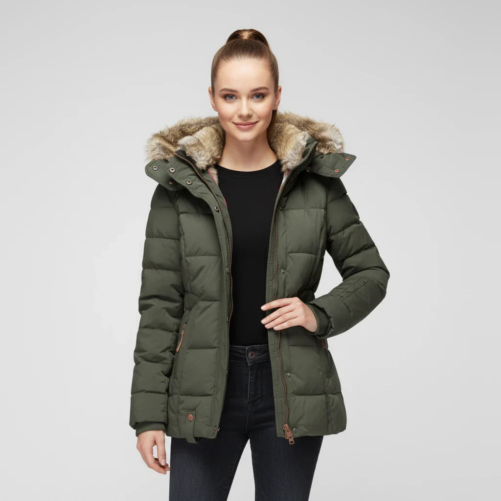Lea | Faux Fur Hood Quilted Puffer Jacket