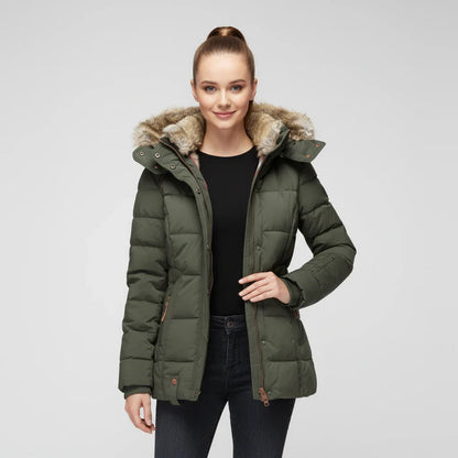 Lea | Faux Fur Hood Quilted Puffer Jacket