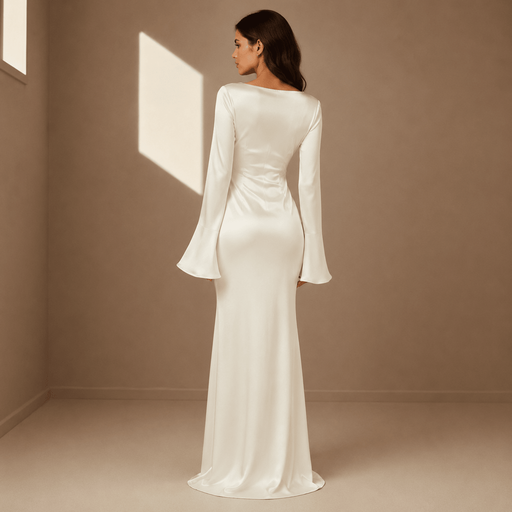 Seraphine | Bell Sleeve Satin Maxi Gown