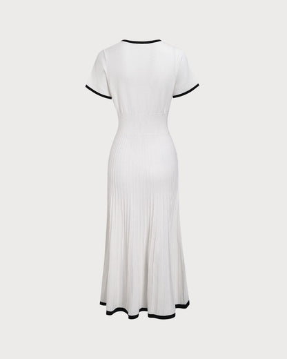 Sabrina | Contrast Knit Sweater Midi Dress