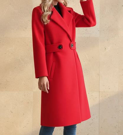 Helene | Belted Wide Lapel Tailored Coat