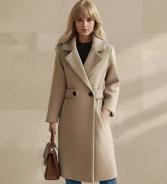 Helene | Belted Wide Lapel Tailored Coat