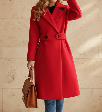 Helene | Belted Wide Lapel Tailored Coat