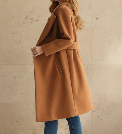 Helene | Belted Wide Lapel Tailored Coat