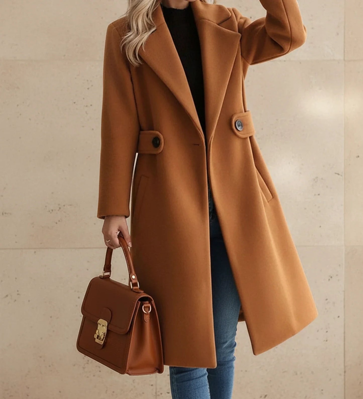 Helene | Belted Wide Lapel Tailored Coat