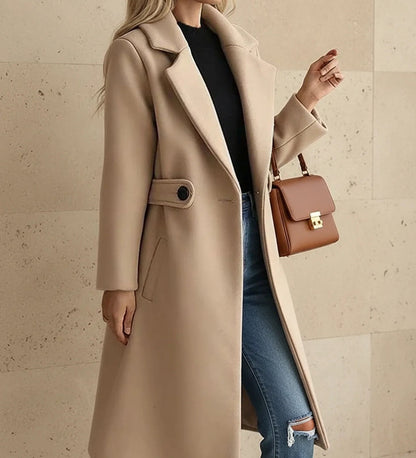 Helene | Belted Wide Lapel Tailored Coat