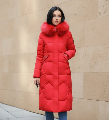 Olympe | Faux Fur Trim Hooded Quilted Longline Jacket