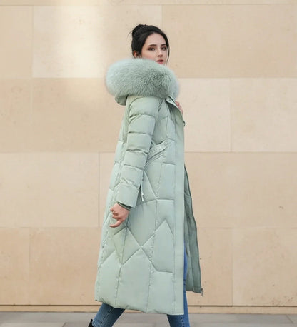 Olympe | Faux Fur Trim Hooded Quilted Longline Jacket