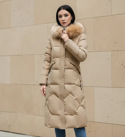 Olympe | Faux Fur Trim Hooded Quilted Longline Jacket