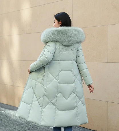 Olympe | Faux Fur Trim Hooded Quilted Longline Jacket
