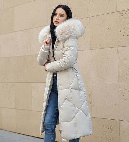 Olympe | Faux Fur Trim Hooded Quilted Longline Jacket