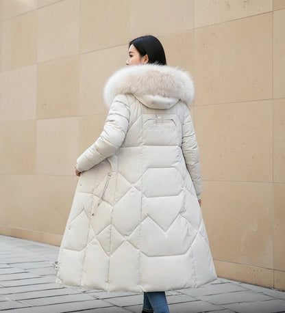 Olympe | Faux Fur Trim Hooded Quilted Longline Jacket