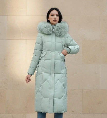 Olympe | Faux Fur Trim Hooded Quilted Longline Jacket