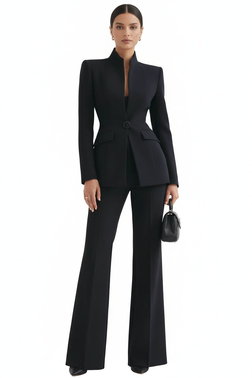 Sabine | Stand Collar Single-Button Blazer & Trouser Set