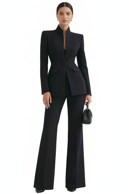 Sabine | Stand Collar Single-Button Blazer & Trouser Set