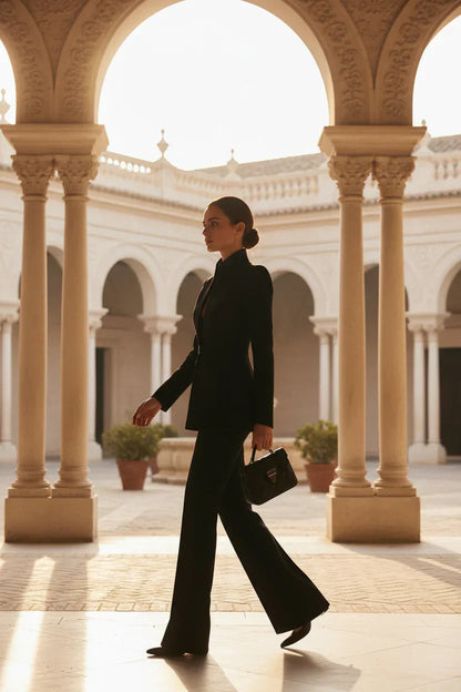 Sabine | Stand Collar Single-Button Blazer & Trouser Set