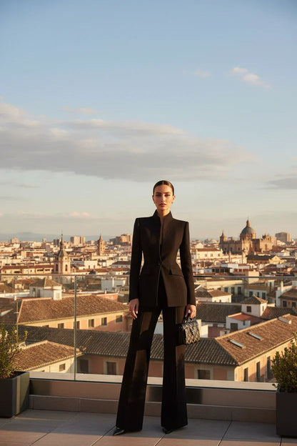 Sabine | Stand Collar Single-Button Blazer & Trouser Set