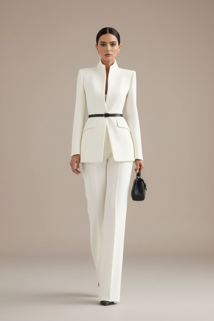 Sabine | Stand Collar Single-Button Blazer & Trouser Set