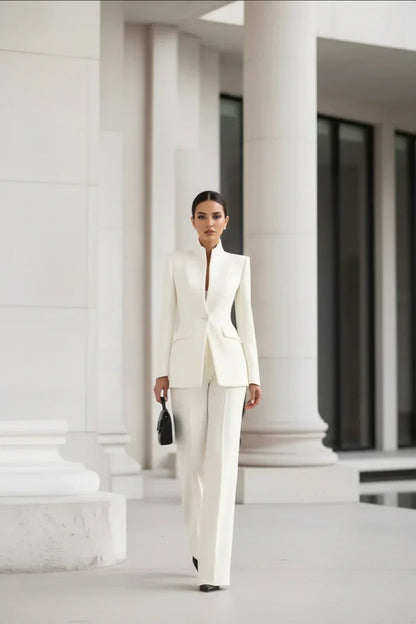 Sabine | Stand Collar Single-Button Blazer & Trouser Set