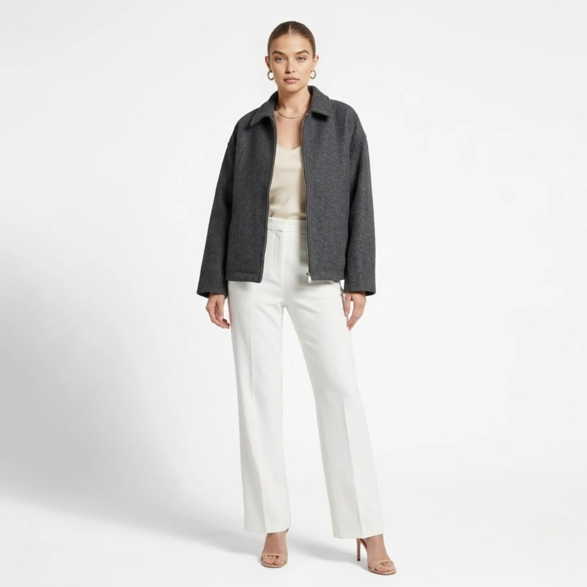 Adrienne | Wool Blend Zip-Up Jacket