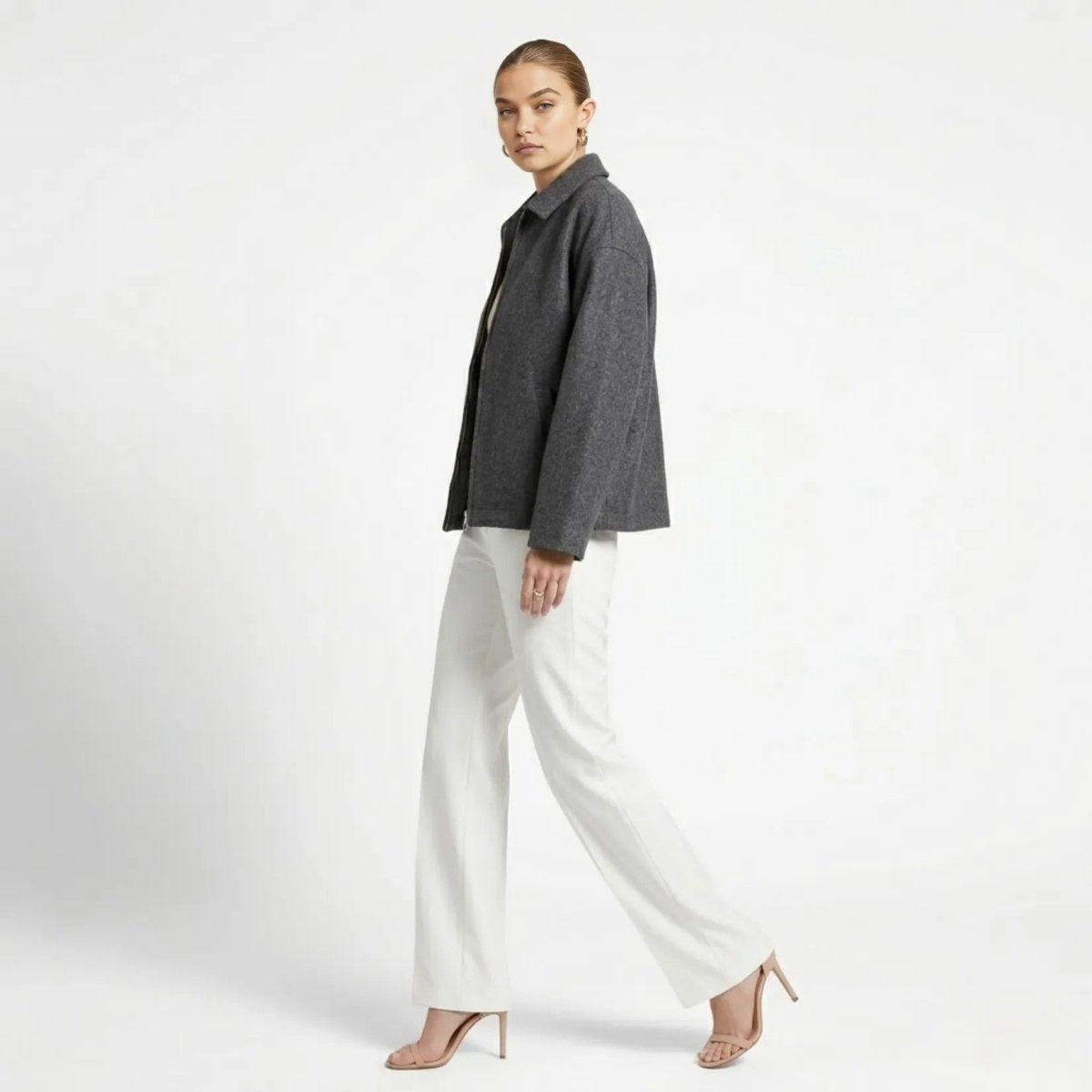 Adrienne | Wool Blend Zip-Up Jacket