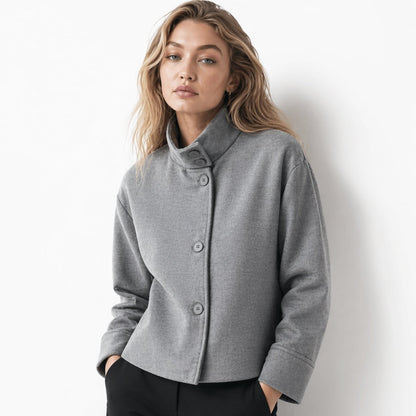 Solene | Funnel Neck Boxy Cropped Jacket