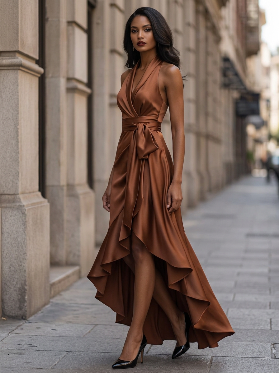 Gisele | Halter Neck Ruffle Maxi Dress