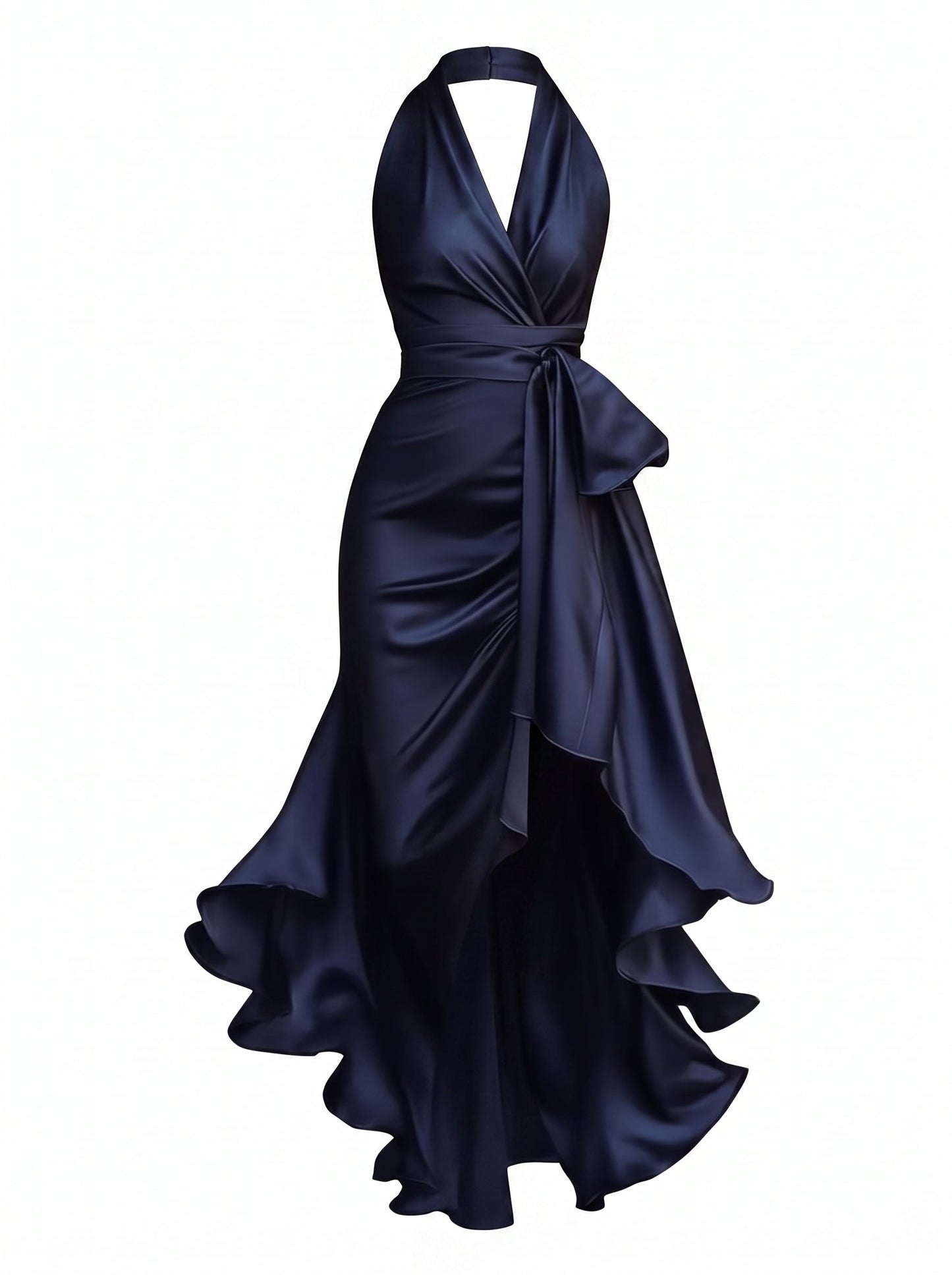 Gisele | Halter Neck Ruffle Maxi Dress