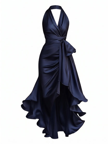 Gisele | Halter Neck Ruffle Maxi Dress