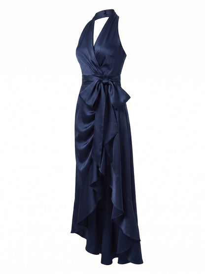 Gisele | Halter Neck Ruffle Maxi Dress