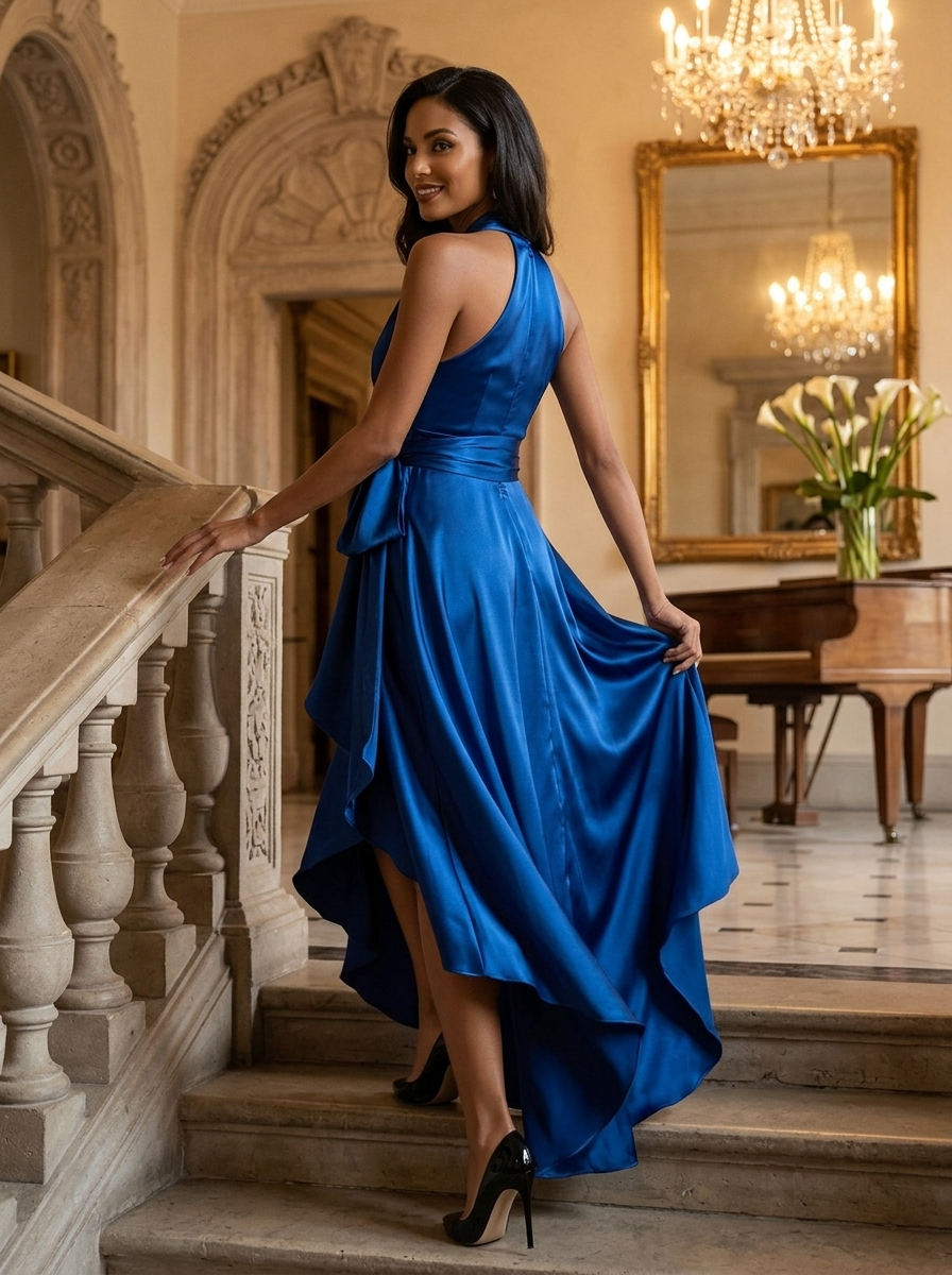 Gisele | Halter Neck Ruffle Maxi Dress