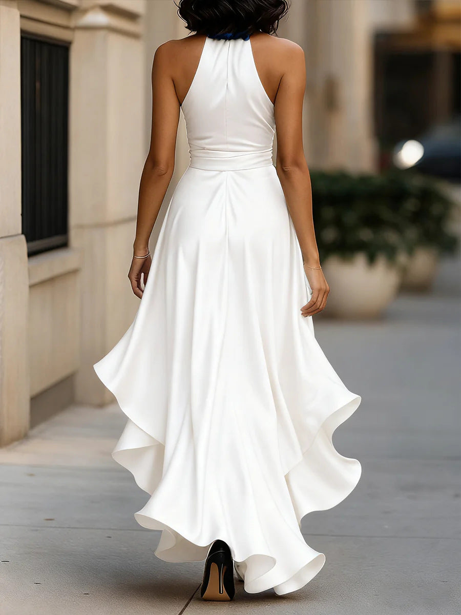 Gisele | Halter Neck Ruffle Maxi Dress