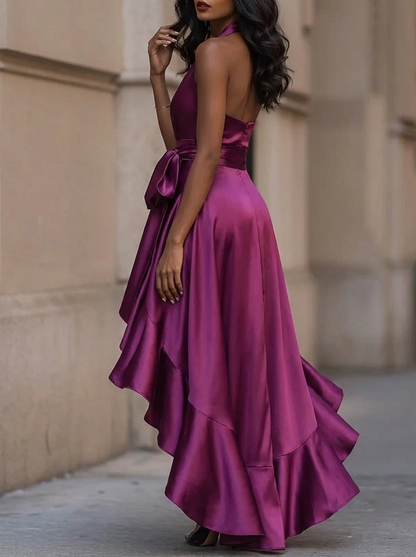Gisele | Halter Neck Ruffle Maxi Dress