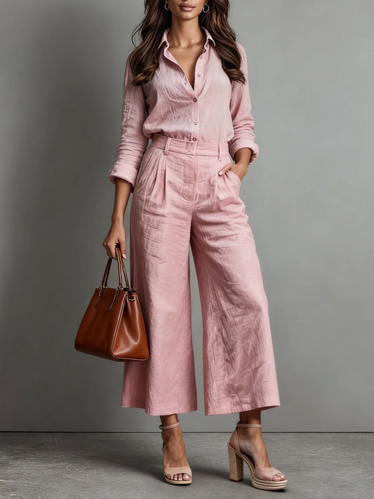 Marceline | Linen Shirt & Wide-Leg Trouser Set