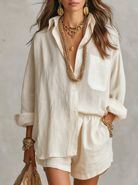 Justine | Women's Linen Shirt and Shorts Set