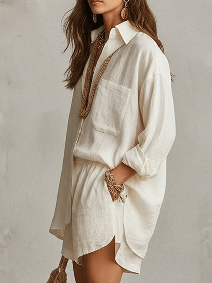 Justine | Women's Linen Shirt and Shorts Set