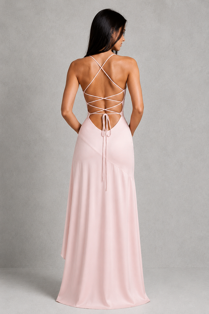 Emmanuelle | Satin High-Low Maxi Dress