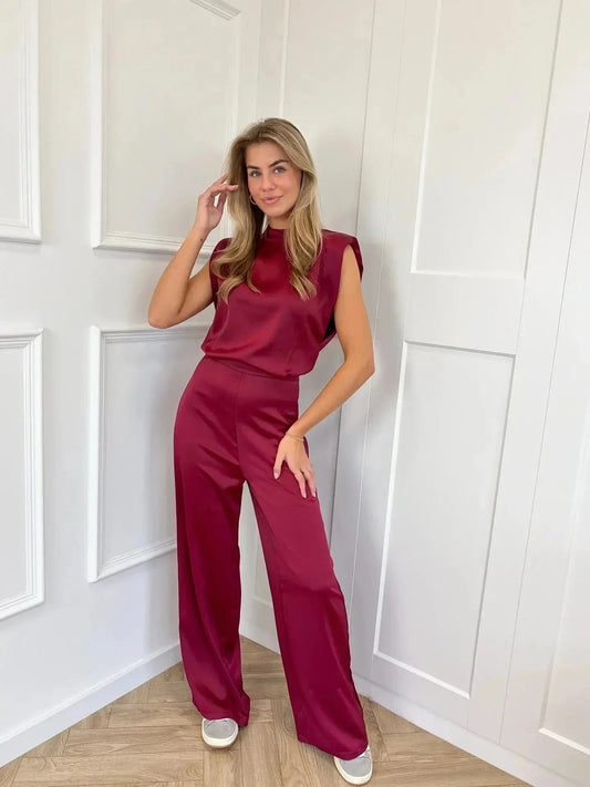 Tiphaine | Women's Open Back Satin Jumpsuit