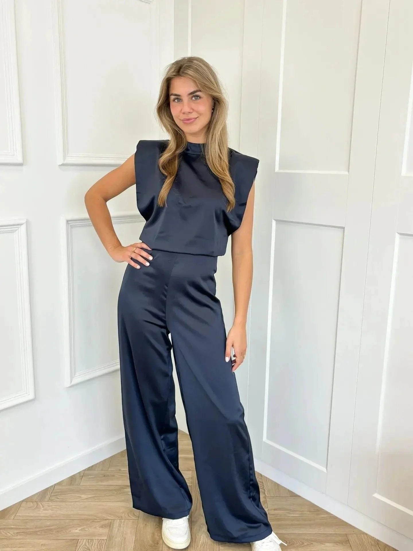 Tiphaine | Women's Open Back Satin Jumpsuit
