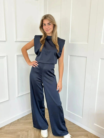 Tiphaine | Women's Open Back Satin Jumpsuit