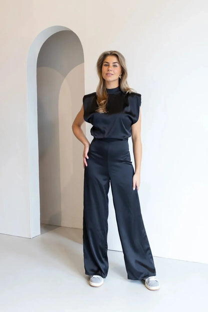 Tiphaine | Women's Open Back Satin Jumpsuit